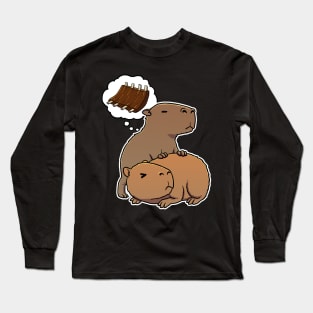 Capybara hungry for Barbecue Ribs Long Sleeve T-Shirt